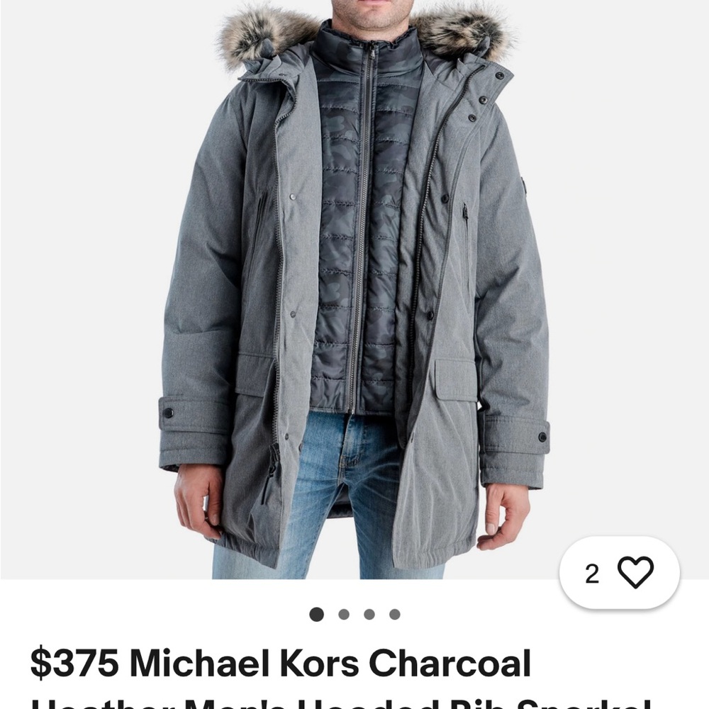 Michael Kors Gray Hooded Puffer Coat